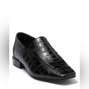 NWT Women’s Jeffrey Campbell Marko Croc Embossed Loafer Flats black size 8